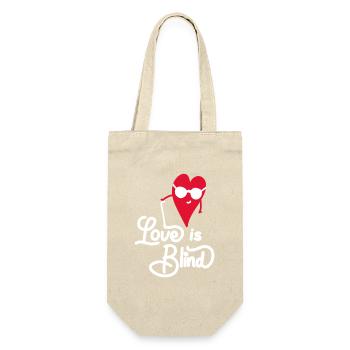 Cœur aveugle avec lunettes et slogan d'amour - Sac à bouteille - nature - Devant