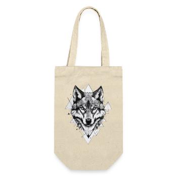 Wolf Wolfskopf Geometrisch Kunst Natur Wildnis - Geschenkbeutel für Flaschen - Natur - Vorne