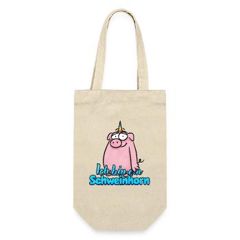 Funny Pig Horn / Pig Unicorn - Gift Bag for Bottles - nature - Front