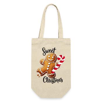 Cheerful gingerbread man with candy cane - Gift Bag for Bottles - nature - Front