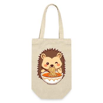Ein süßer Igel mag Nudelsuppe - Geschenkbeutel für Flaschen - Natur - Vorne