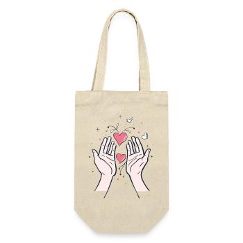 Herzen Herzmotiv Liebe I Love Hände Romantisch - Geschenkbeutel für Flaschen - Natur - Vorne