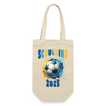 Einschulung Schulkind 2025 Fußball Fussball - Geschenkbeutel für Flaschen - Natur - Vorne