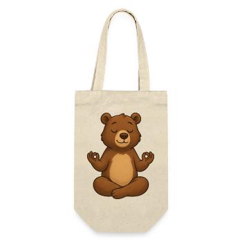 Süßer Bär Yoga Entspannung Chill Meditation Relax - Geschenkbeutel für Flaschen - Natur - Vorne