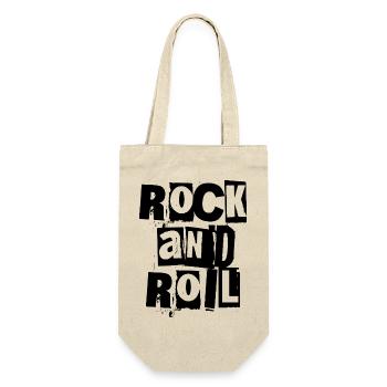 Rock'n'Roll-Logo mit fettem und distressed-Logo - Geschenkbeutel für Flaschen - Natur - Vorne