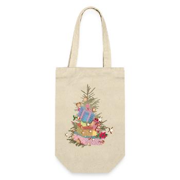 Sapin de Noël avec cadeaux et pain d’épices - Sac à bouteille - nature - Devant