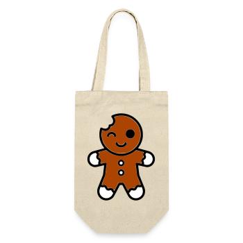 Funny bitten gingerbread man christmas - Gift Bag for Bottles - nature - Front