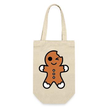 Funny bitten gingerbread man christmas - Gift Bag for Bottles - nature - Front