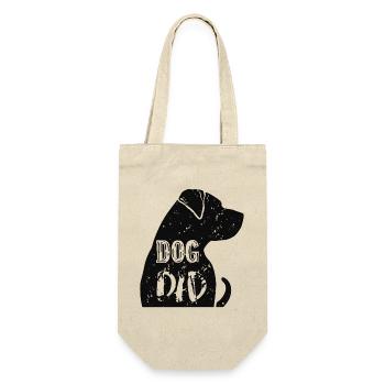 Dog Dad Silhouette mit Text - Geschenkbeutel für Flaschen - Natur - Vorne