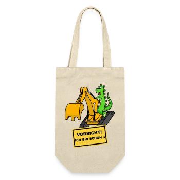 Dino Bagger 3 Jahre Geburtstag - Geschenkbeutel für Flaschen - Natur - Vorne