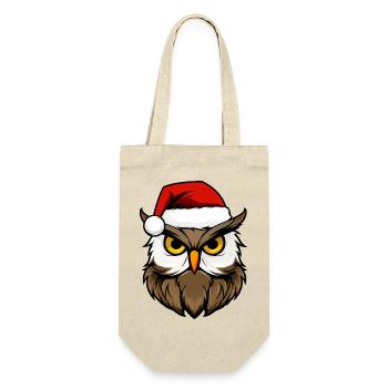 Eulen Weihnachten - Geschenkbeutel für Flaschen - Natur - Vorne