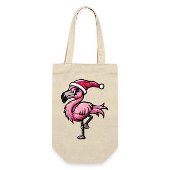 Flamingo Weihnachten - Geschenkbeutel für Flaschen - Natur - Vorne