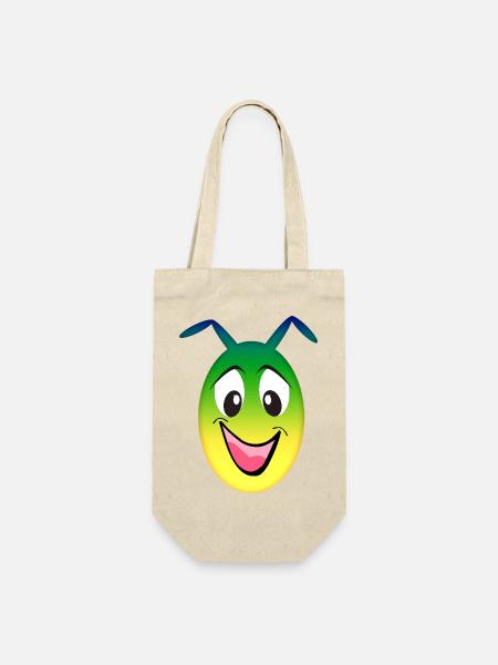 Regenbogen Alien fröhliches Gesicht - Geschenkbeutel für Flaschen - Natur