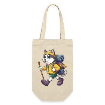 Süßer Husky-Hund Wandern Camping Abenteuer Rucksacktourist - Geschenkbeutel für Flaschen - Natur - Vorne