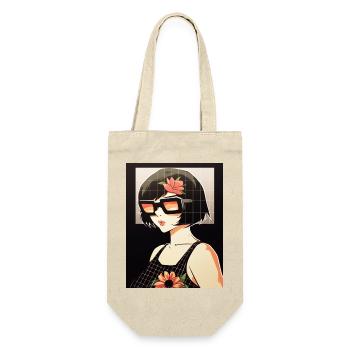 Retro Blüten-Sonnenbrillen Stil - Geschenkbeutel für Flaschen - Natur - Vorne