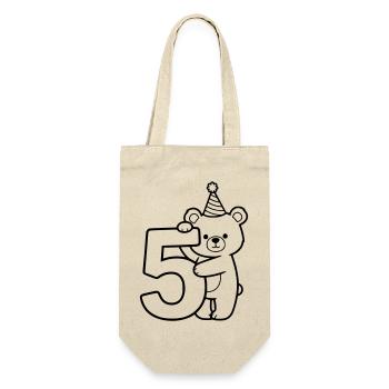 Party Bear with Number 5 Cartoon Illustration - Gift Bag for Bottles - nature - Front