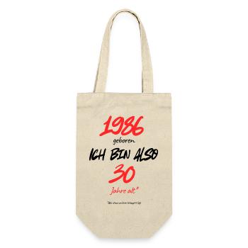 Born in 1986 – still 30, 40th birthday - Gift Bag for Bottles - nature - Front