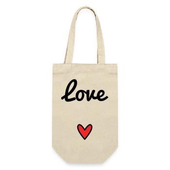 VALENTINSTAG. HERZ. ICH LIEBE DICH. ICH LIEBE DICH - Geschenkbeutel für Flaschen - Natur - Vorne