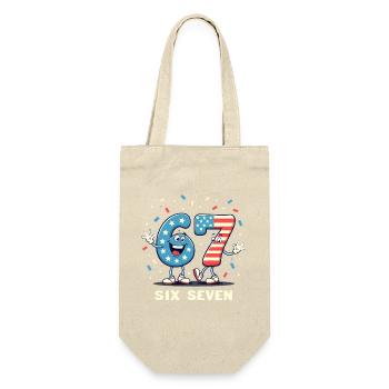 US Flag 67 Memes Six Seven - Geschenkbeutel für Flaschen - Natur - Vorne
