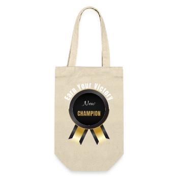 Verdiene deinen Sieg – Champion | Motivationspreis Ba - Geschenkbeutel für Flaschen - Natur - Vorne