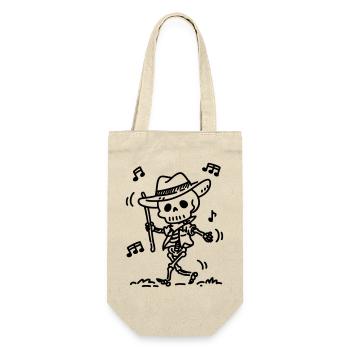 Tanzendes Cowboy-Skelett | Musik & Halloween Motiv - Geschenkbeutel für Flaschen - Natur - Vorne
