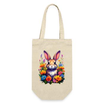 A rabbit or rabbit among colorful flowers - Gift Bag for Bottles - nature - Front