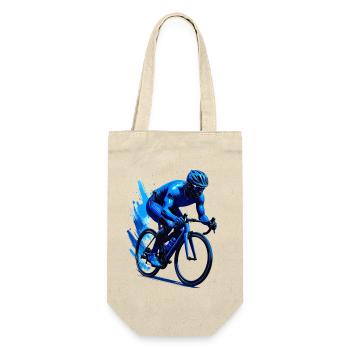 Rennradfahrer in blau - Geschenkbeutel für Flaschen - Natur - Vorne