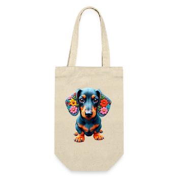 Dackel Dachshund Tekel - Geschenkbeutel für Flaschen - Natur - Vorne