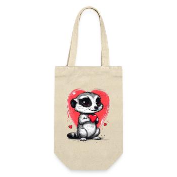 Erdmännchen mit Herz am Valentinstag - Geschenkbeutel für Flaschen - Natur - Vorne