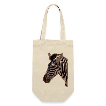 Zebra Kopf  - Geschenkbeutel für Flaschen - Natur - Vorne