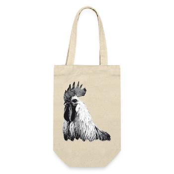 Hühner Fans -  Hahn - Gockel - Blumenhuhn - Bio - Geschenkbeutel für Flaschen - Natur - Vorne