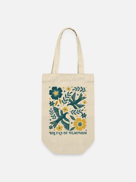 Subtiles Big Fan of Feminism Boho Folk Art Protest - Geschenkbeutel für Flaschen - Natur