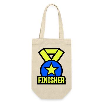 Stolzer Finisher Medaille Stern - Geschenkbeutel für Flaschen - Natur - Vorne