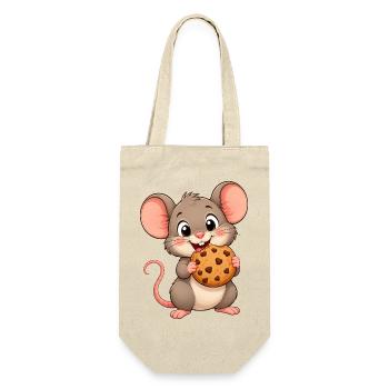 Lustige süße Maus Cartoon Kekse Naschen Süßigkeit - Geschenkbeutel für Flaschen - Natur - Vorne