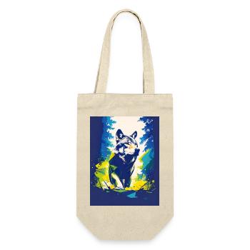 Geometric wolf neon forest - Gift Bag for Bottles - nature - Front