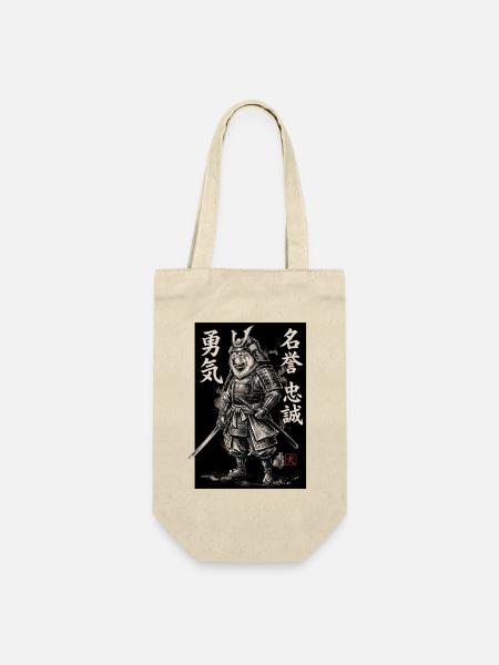 Samurai Chow Chow - Geschenkbeutel für Flaschen - Natur