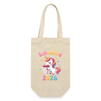 Schulkind 2026 Einschulung 2026 Schulanfang - Geschenkbeutel für Flaschen - Natur - Vorne