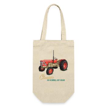 Klassischer Traktor: Nur Zahnräder - Geschenkbeutel für Flaschen - Natur - Vorne