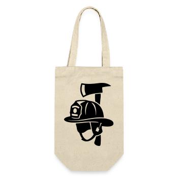 Frontal Feuerwehrhelm Logo - Geschenkbeutel für Flaschen - Natur - Vorne