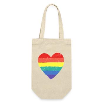 Herz Pride Regenbogen - Geschenkbeutel für Flaschen - Natur - Vorne