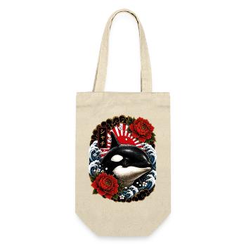 Orca im japanischen Irezumi Tattoo Stil - Geschenkbeutel für Flaschen - Natur - Vorne