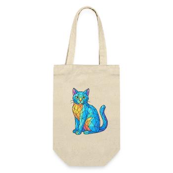 Blaeuliche Kristallkatze - Geschenkbeutel für Flaschen - Natur - Vorne