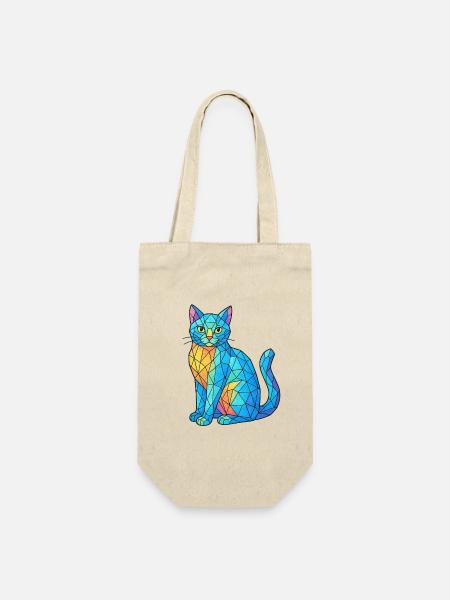 Blaeuliche Kristallkatze - Geschenkbeutel für Flaschen - Natur
