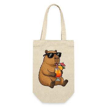 Capybara mit Sonnen-Cocktail-Style - Geschenkbeutel für Flaschen - Natur - Vorne