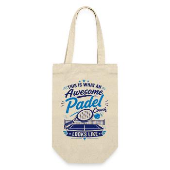 Padel Coach T-Shirt | Padel Tennis - Gift Bag for Bottles - nature - Front