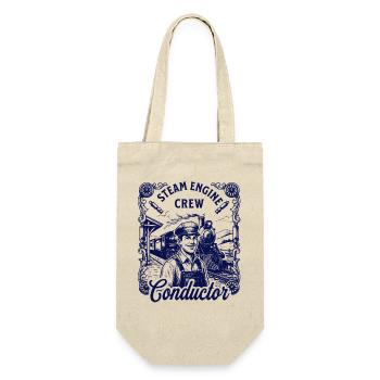 Nostalgie Dampflok Motiv  - Geschenkbeutel für Flaschen - Natur - Vorne