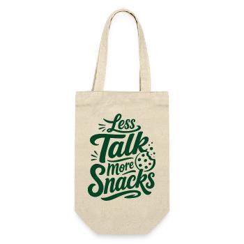 Less Talk More Snacks – Snack-Spruch - Geschenkbeutel für Flaschen - Natur - Vorne