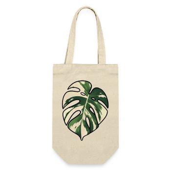 Monstera-Variegated Leaf Silhouette - Geschenkbeutel für Flaschen - Natur - Vorne