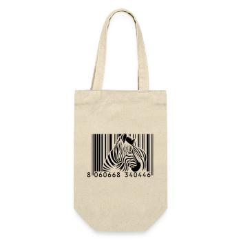 Barcode Zebra - Geschenkbeutel für Flaschen - Natur - Vorne