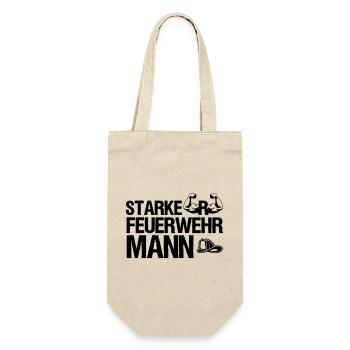 Starker Feuerwehrmann Feuerwehr, Sprüche,Geschenk - Geschenkbeutel für Flaschen - Natur - Vorne